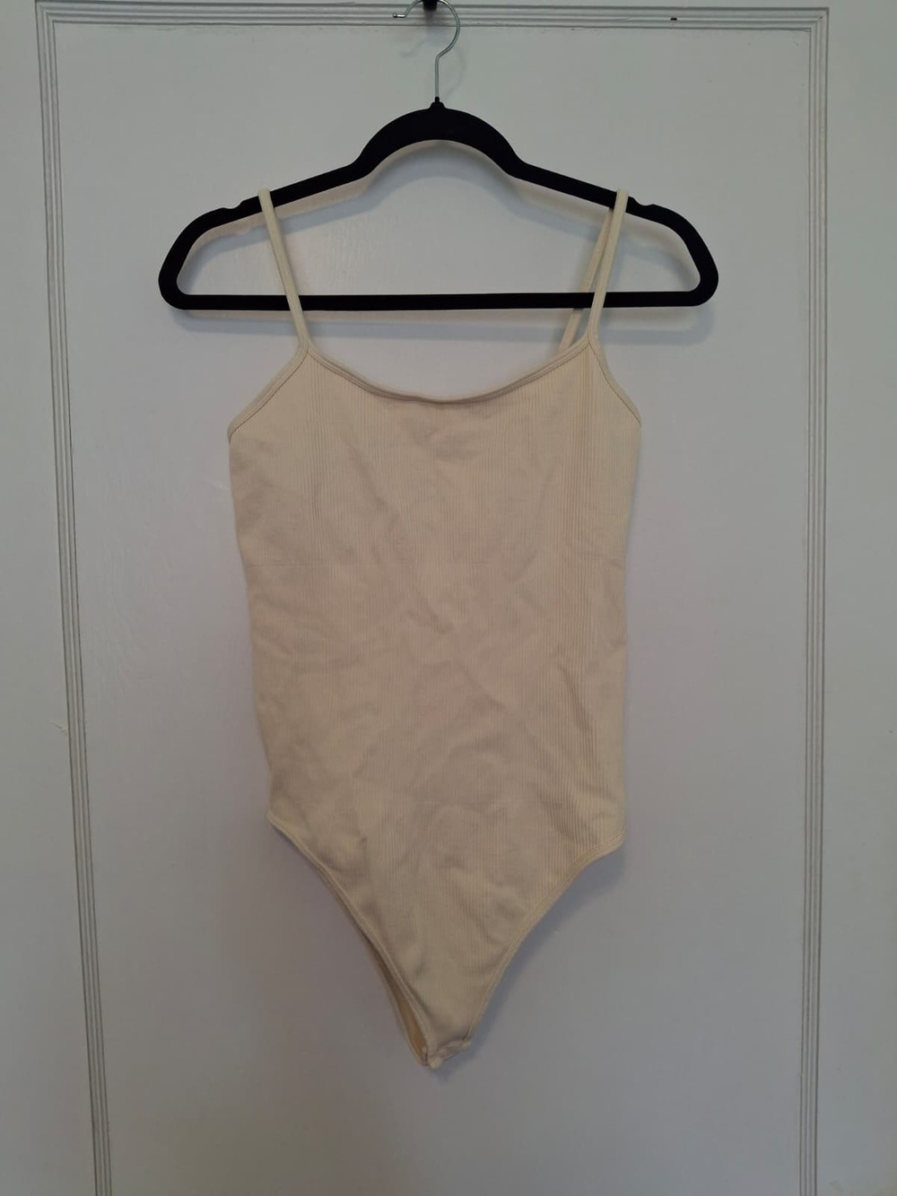 OQQ Strap-sleeve Body Suit, Beige/Cream, Size XL